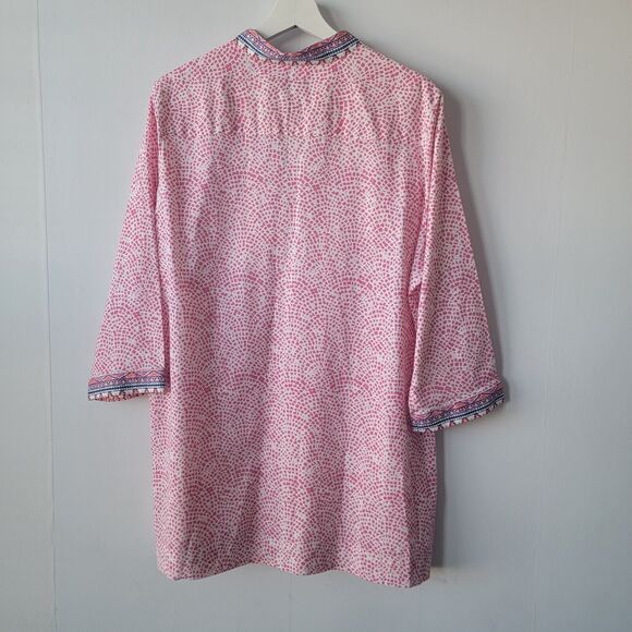 foxcroft for appleseeds Tunic top womens size 14 wrinkle-free popover 3/4 sleeve - Picture 2 of 8